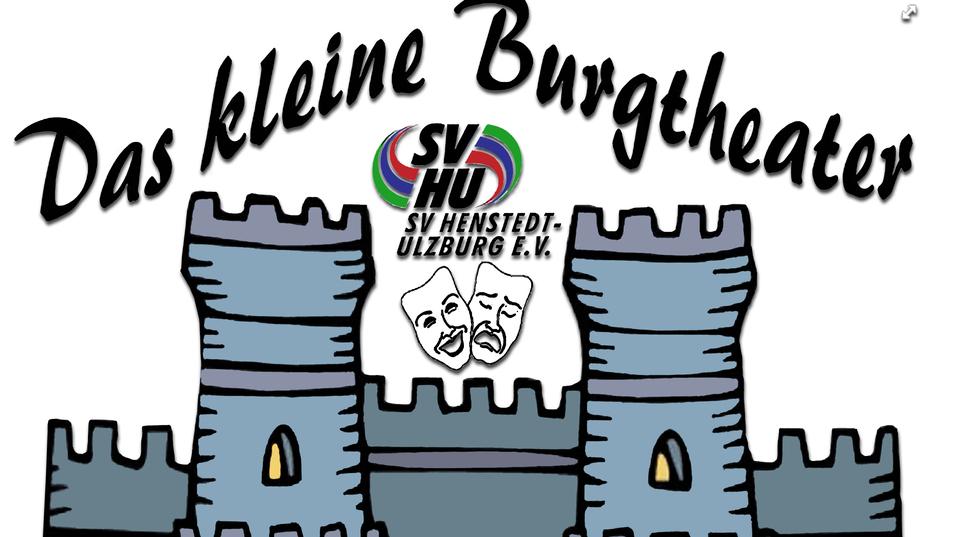 Logo des kleinen Burgtheaters mit einer Burg, darauf die Schriftz&uuml;ge "Das kleine Burgtheater" und "SV Henstedt-Ulzburg e.V."