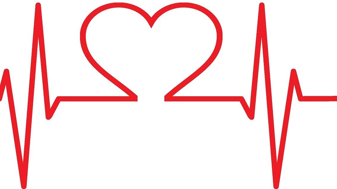 Rotes Herz-Symbol verbunden mit einem EKG-Pulsblatt auf wei&szlig;em Hintergrund.