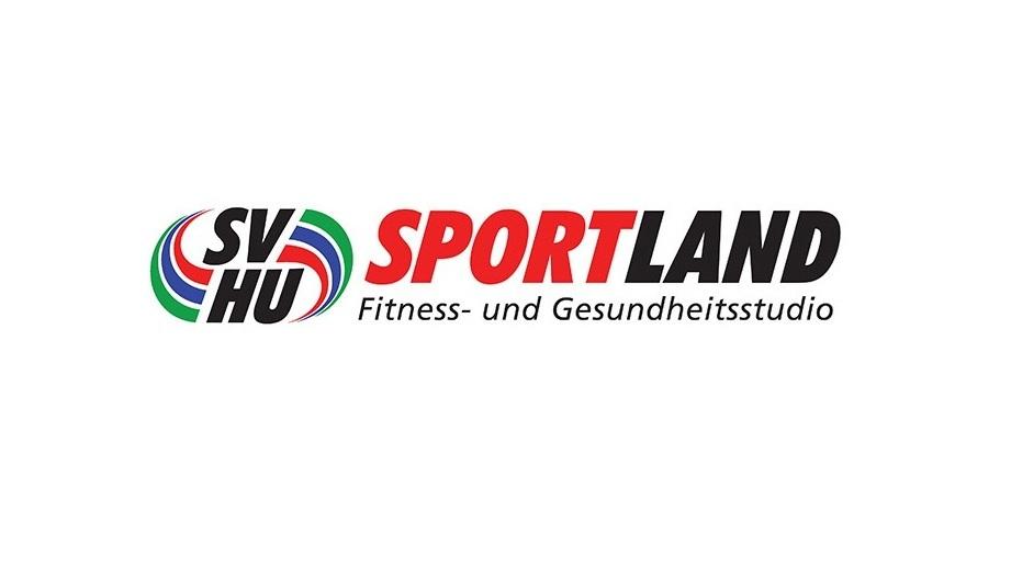Logo von SVH Sportland, Fitness- und Gesundheitsstudio, mit bunten grafischen Elementen und Schriftzug.