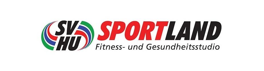 Logo von SVH Sportland, Fitness- und Gesundheitsstudio, mit bunten grafischen Elementen und Schriftzug.