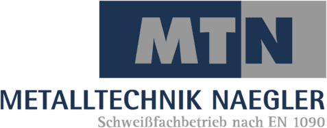 Logo von Metalltechnik Naegler mit der Abk&uuml;rzung MTN und dem Zusatz &bdquo;Schwei&szlig;fachbetrieb nach EN 1090&ldquo;.