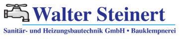 Logo von Walter Steinert, Sanit&auml;r- und Heizungsbautechnik GmbH, mit Wasserhahn-Symbol und Firmenname in blauer Schrift.