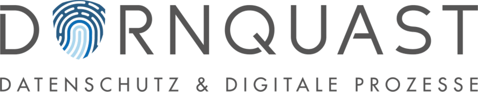 Logo von Dornquast, das den Schriftzug "Dornquast Datenschutz & digitale Prozesse" in modernen Buchstaben zeigt.