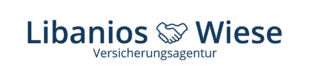 Logo der Versicherungsagentur Libanios Wiese mit einem stilisierten Handschlag und Schriftzug in Blau.