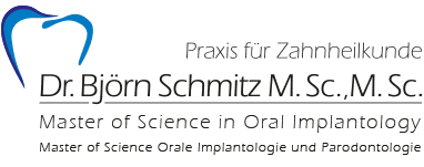 Praxislogo von Dr. Bj&ouml;rn Schmitz f&uuml;r Zahnheilkunde mit Bezug zur Oralimplantologie und Parodontologie.