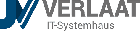 Logo von JV Verlaat, einem IT-Systemhaus, in blau und grau auf wei&szlig;em Hintergrund.