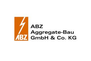 Logo der ABZ Aggregate-Bau GmbH & Co. KG in orange und schwarz mit Blitzsymbol.