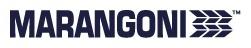 Logo der Marke Marangoni, bestehend aus stilisierten Pfeilen &uuml;ber dem Schriftzug in dunkelblauer Schrift.