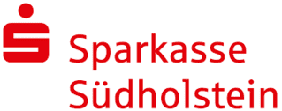 Logo der Sparkasse S&uuml;dholstein in Rot auf wei&szlig;em Hintergrund.